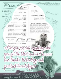 Hair salon price list near me